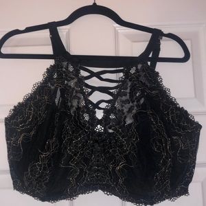Cacique Seriously Sexy Collection High Neck Lace Balconette Bra 42H